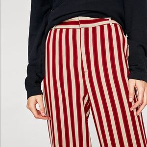 zara red striped trousers